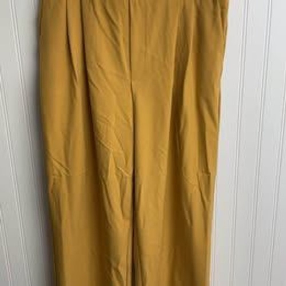 C by One Mustard Yellow Wide Leg Pleated Trousers High Waist Size M